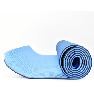 Eco-friendly Reversable TPE Yoga Mat 6mm Thick : 6 Feet x 2 Feet with Free Bag - Dark Blue/Blue