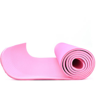 Eco-friendly Reversable TPE Yoga Mat 6mm Thick : 6 Feet x 2 Feet with Free Bag - Dark Pink/Pink