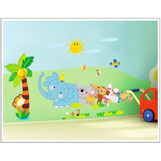                       JAAMSO ROYALS Cute Animal Elephant Zoo Kidsroom Wall Sticker for Home Dcor                                              