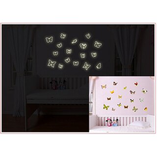                       JAAMSO ROYALS Gorgeous Colorful Flying Butterfly luminous fluorescent Wall Sticker for Home Dcor                                              