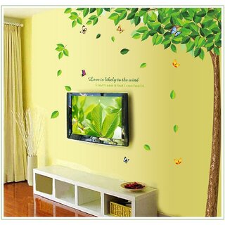                       JAAMSO ROYALS Green wind tree decorative large wall stickers for bedroom  Wall Sticker for Home Dcor                                              