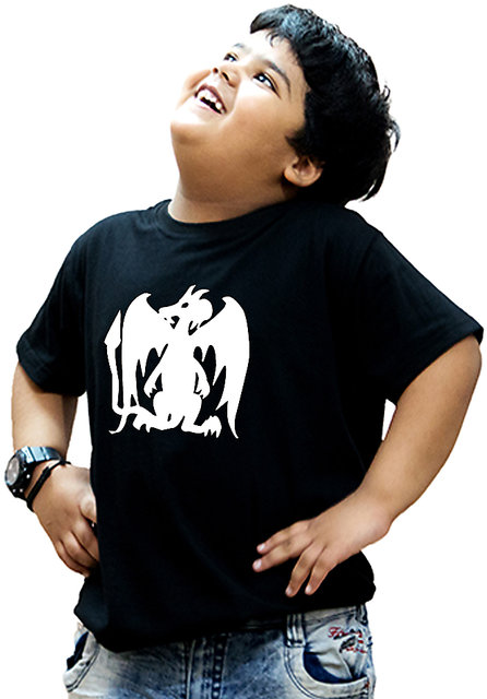 Cotton Printed Black Half Sleeve Kids 