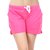 Combo of 2 Women Cotton Night Shorts in Red  Pink Color - Set of 2 Ladies Plain / Solid Casual Boxer Regular Fit M Size (Medium) Short Pant with 2 Side Pockets  Drawstring with Elastic Waistband (Pack of 2) by Semantic