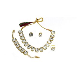 White Square Stone Fancy Necklace Set White Square Stone Fancy Necklace Set