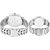 Adamo Designer (Day & Date) White Dial Couple Combo Wrist Watch 816-824SM01