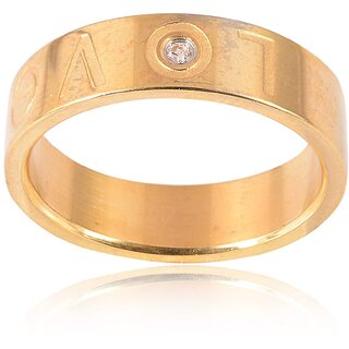 Sanaa Creations Stainless Steel Gold Plated Alloy Engagement and Wedding Plain Band Ring for Men Trendy and Fashionable