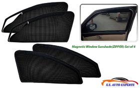 Tata ZEST, Car Accessories Side Window Zipper Magnetic Sun Shade, Set of 4 Curtains.