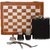 UNIQUE- 8oz-HIP-FLASK-WITH-WOODEN-CHESS-BOARD  2 SHOT GLASS / FUNNEL / WINE OPENER