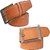 Sunshopping men's tan and tan leatherite needle pin point buckle belt (Pack of two)
