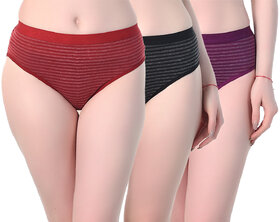SK Dreams Multi Color Cotton Set of 3 Women's Panty Combo