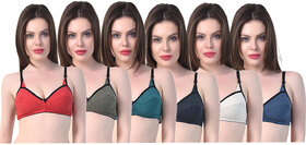 SK Dreams Multi Color Cotton Set of 6 Women's Bra Combo