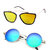 Derry Combo of Blue Mirrored Round And Orange Rectangular Sunglasses