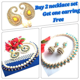 New combo Offer Buy 2 Pearl Necklace Set Get 1 Earring Free