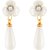 Asmitta Fancy Flower Shape Gold Plated White Stone Earrings For Women