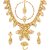 Asmitta Pretty Leaf Shape Gold Plated Choker Style Necklace Set With Mangtikka For Women