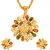 Asmitta Pretty Flower Design Gold Plated Matinee Style Meenakari Work Pendant Set For Women