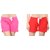 Combo of 2 Women Cotton Night Shorts in Red & Pink Color - Set of 2 Ladies Plain / Solid Casual Boxer Regular Fit M Size (Medium) Short Pant with 2 Side Pockets & Drawstring with Elastic Waistband (Pack of 2) by Semantic