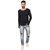 Pause Black Solid Cotton Round Neck Slim Fit Full Sleeve Men'S T-Shirt