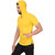 Pause Men's Yellow Solid Cotton Hooded Slim Fit Short Sleeve T-Shirt