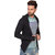 Pause Black Solid Cotton Hooded Slim Fit Full Sleeve Men'S Cardigan T-Shirt