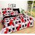 Choco White Red Gulab double bedsheet with 2 pillow cover