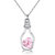 Drift Bottle Shaped Heart Filled Crystal Pendant Clavicle Chain Necklace (Pink)