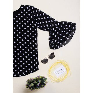 yellow and white polka dot shirt