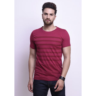 Buy Stylesmyth Mehroon Cotton Printed Half Sleeves T-shirt Online ...