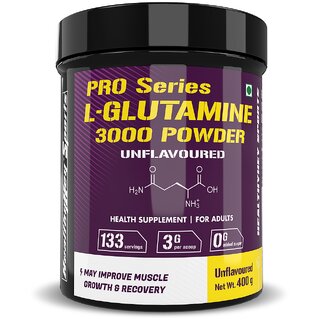 HealthyHey Sports Glutamine Powder, Muscle Growth and Recovery - 400g - 100 Servings