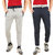 Manlino Cotton Track Pant For Men (Navy and Melange, Pack Of 2)