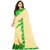 Janvi sales beige and green designer georgette embroidered border saree with blouse piece(mapple.green saree)