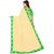 Janvi sales beige and green designer georgette embroidered border saree with blouse piece(mapple.green saree)