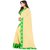 Janvi sales beige and green designer georgette embroidered border saree with blouse piece(mapple.green saree)