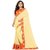 Janvi sales beige and orange designer georgette embroidered border saree with blouse piece(mapple.orange saree)