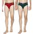 Combo of 2 - Men's Regular Rise Elastic Waistband Cotton Brief for Men's - Set of 2 Size L (Large) Underwear - Available in Plain Dark Green & Maroon Color combo's (90cm to 95cm Size) by Semantic