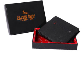 CalvinJones Men's Black - Genuine Leather Wallet