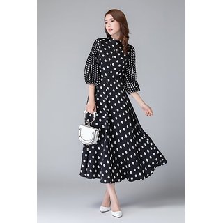 black polka dot long dress