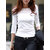 Rosella Plain Round Neck Basic White Full Sleeves Cotton Lycra Casual Women's T-Shirt