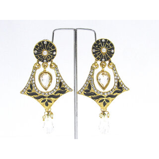 Fancy Black and White Stone pearl drop stud Earring Fancy Black and White Stone pearl drop stud Earring