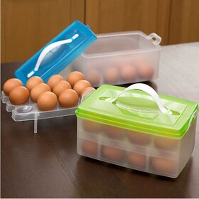 House of Quirk Plastic Egg Storage Container, Green (24 Pieces)