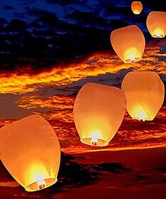 Crazy Sutra 6-Piece Make A Wish High Flying Sky Lantern Balloon with Fuel Wax Candle, Multicolour