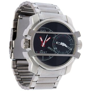 Buy FOREST F 52 BLACK DIAL DUAL TIME STYLISH LOOK STEEL STRAP