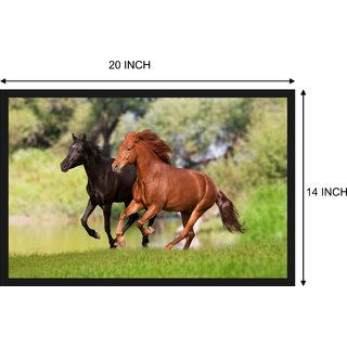 Buy Horse Painting Poster With Frame Gloss Lamination 14x20 Inch