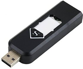 JMO27Deals USB Flameless, Windproof, Electronic and Rechargeable Cigarette Lighter (Black)