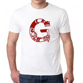 HEYUZE 100% Cotton Half Sleeve Male Men Round Neck White T Shirt with Initial Letter Alphabet G Sports Design