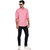 Khoday Williams Men's Pink Cotton Linen Solid Casual Shirt