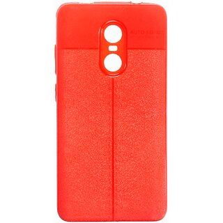 Redmi Note 4 leather texture back cover/case Auto Focus RED