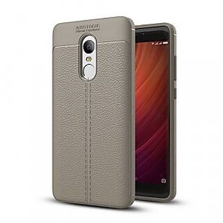                       Auto Focus Leather Texture Soft TPU Back Case Cover For Redmi Note 4 - Brown                                              