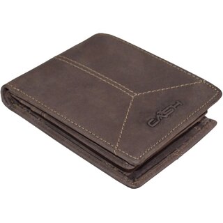                       CASH Rich Life European design genuine Brown Hunter leather casual wallet 180202                                              
