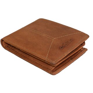                       CASH Rich Life European design genuine Cognac Hunter leather casual wallet 180203                                              